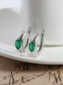 Серьги из серебра с зеленым агатом родированные