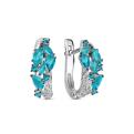 Серьги из серебра с пл.  кварцем цв. топаз swiss и фианитами родированные