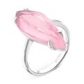 Кольцо из серебра с пл. розовым кварцем родированное