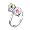 Кольцо из серебра с кристаллом Swarovski белый мистик родированное