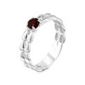 Кольцо из серебра с нат.гранатом родированное
