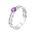 Кольцо из серебра с нат.аметистом родированное