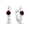 Серьги из серебра с нат.гранатом родированные