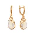 Серьги из золочёного серебра с пл. кварцем цв. лунный