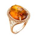 Кольцо из золочёного серебра с прес.нат.янтарём