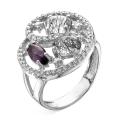 Кольцо из серебра с кварцем гт и фианитами родированное