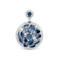 Подвеска из серебра с пл.кварцем цв.сапфир и фианитами родированная