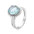 Кольцо из серебра с нат. топазом и фианитами родированное 