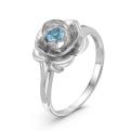 Кольцо из серебра с нат.лондон топазом родированное