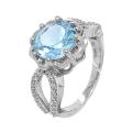 Кольцо из серебра с нат.топазом и фианитами родированное