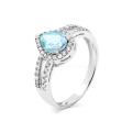 Кольцо из серебра с нат.топазом и фианитами родированное