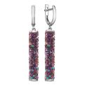 Серьги из серебра с кристаллами Swarovski Радуга с аметистом родированные