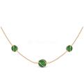 Колье из золочёного серебра с нат. агатом зеленым