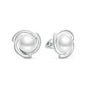 Серьги-пусеты из серебра с культивированным жемчугом родированные