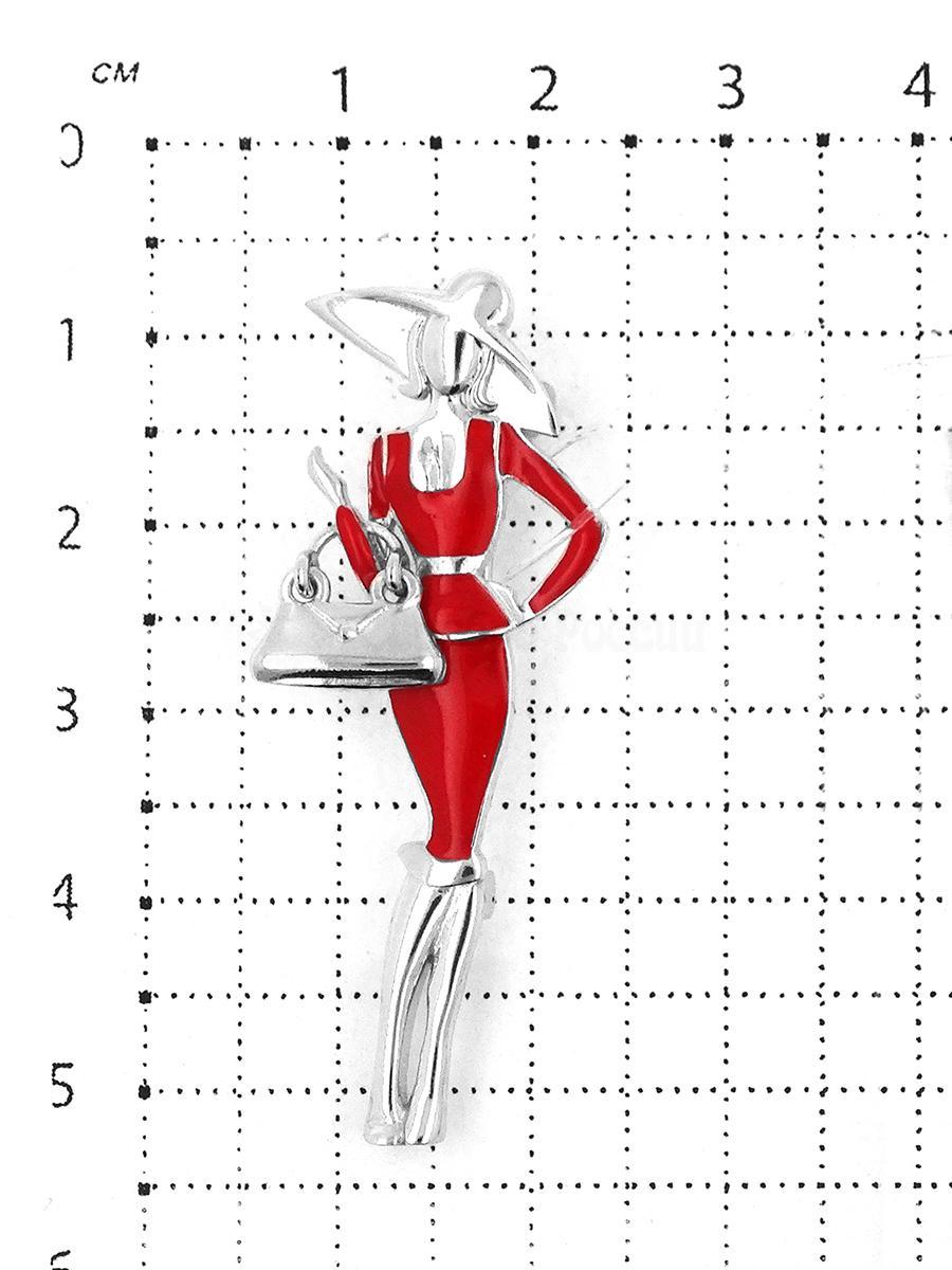 Брошь из серебра с эмалью родированная