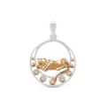 Подвеска из серебра с фианитами и позолотой родированная