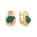 Серьги из золочёного серебра с рек.зелёным агатом и фианитами