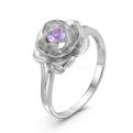 Кольцо из серебра с нат.аметистом родированное