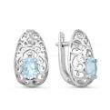 Серьги из серебра с нат. Sky топазом родированные