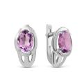 Серьги из серебра с нат.аметистом родированные