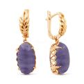 Серьги из золочёного серебра с нат. чароитом