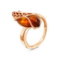 Кольцо из золочёного серебра с прес. нат. янтарем