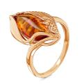 Кольцо из золочёного серебра с пресс. нат. янтарём