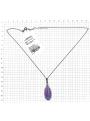 Колье из серебра с пл.кварцем цв.аметист и фианитами родированное