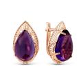 Серьги из золочёного серебра с нат.аметистом и фианитами