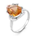 Кольцо из серебра с пл.кварцем цв.султанит родированное