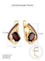 Серьги из золочёного серебра с натуральным гранатом и фианитами