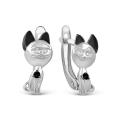 Серьги детские из серебра с фианитами родированные - Кошки