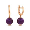 Серьги из золочёного серебра с нат.аметистом