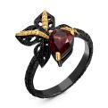 Кольцо из серебра с нат.гранатом и золочением родированное