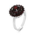 Кольцо из серебра с нат.гранатом родированное