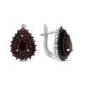 Серьги из серебра с нат.гранатом родированные