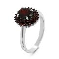 Кольцо из серебра с нат.гранатом родированное