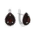 Серьги из серебра с нат.гранатом родированные