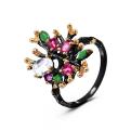 Кольцо из серебра с нат.топазом,родолитом,аметистом и золочением родированное