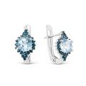 Серьги из серебра с нат.топазом и наноситаллом цв.топаз родированные