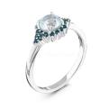 Кольцо из серебра с нат.топазом и наноситаллом цв.топаз родированное
