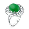 Кольцо из серебра с жадеитом родированное