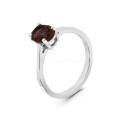 Кольцо из серебра с натуральным гранатом родированное