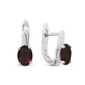 Серьги из серебра с натуральным гранатом родированные