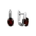 Серьги из серебра с нат. гранатом родированные