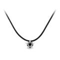 Колье из серебра с фианитом родированное (на текстильном шнурке)