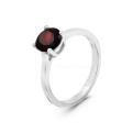 Кольцо из серебра с нат.гранатом родированное