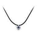 Колье из серебра с фианитом родированное (на текстильном шнурке)