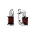Серьги из серебра с нат. гранатом родированные