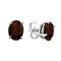 Серьги из серебра с нат. гранатом родированные